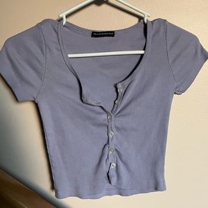 Brandy Melville purple button-up crop top